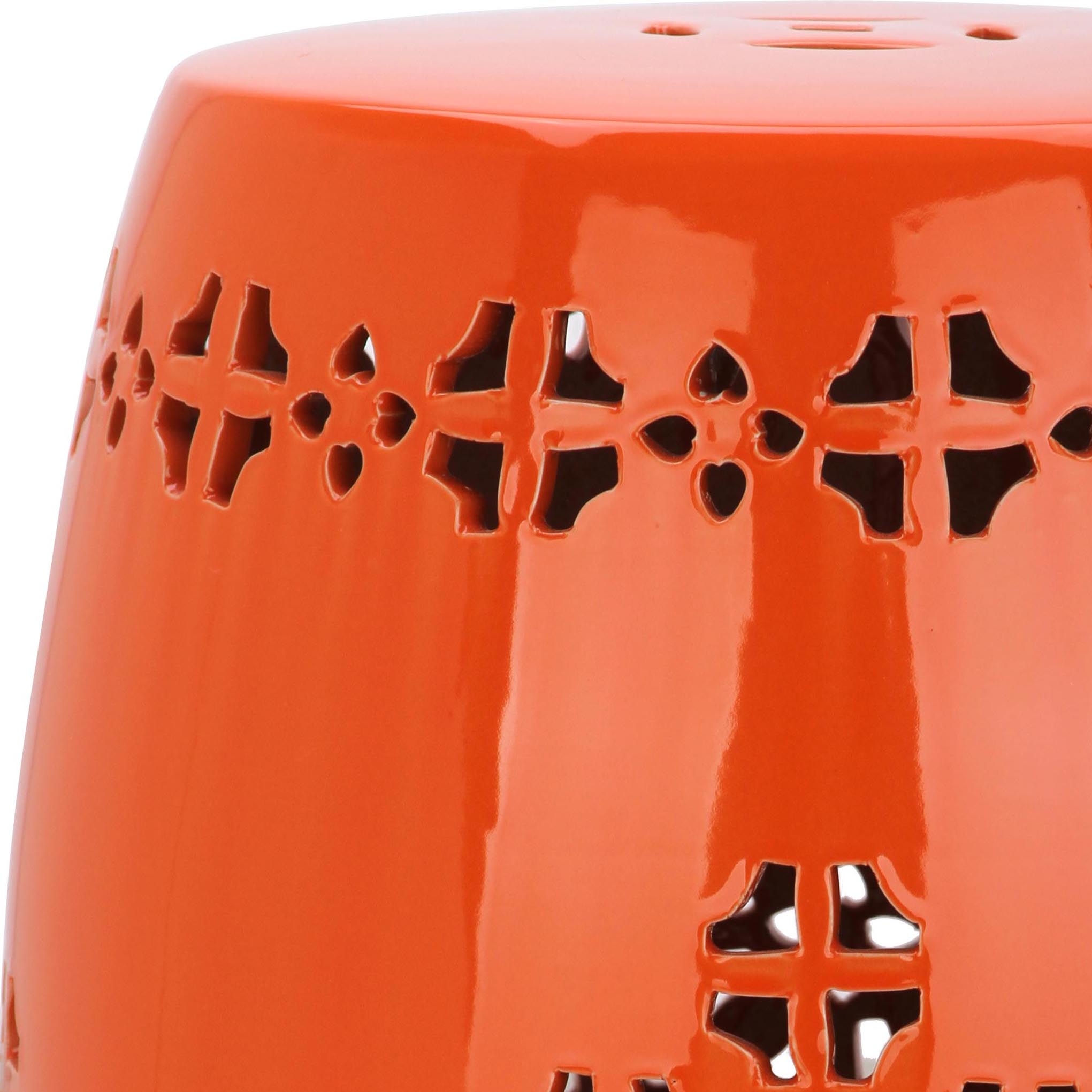 Quatrefoil Garden Stool - Orange
 - Safavieh - Image 1