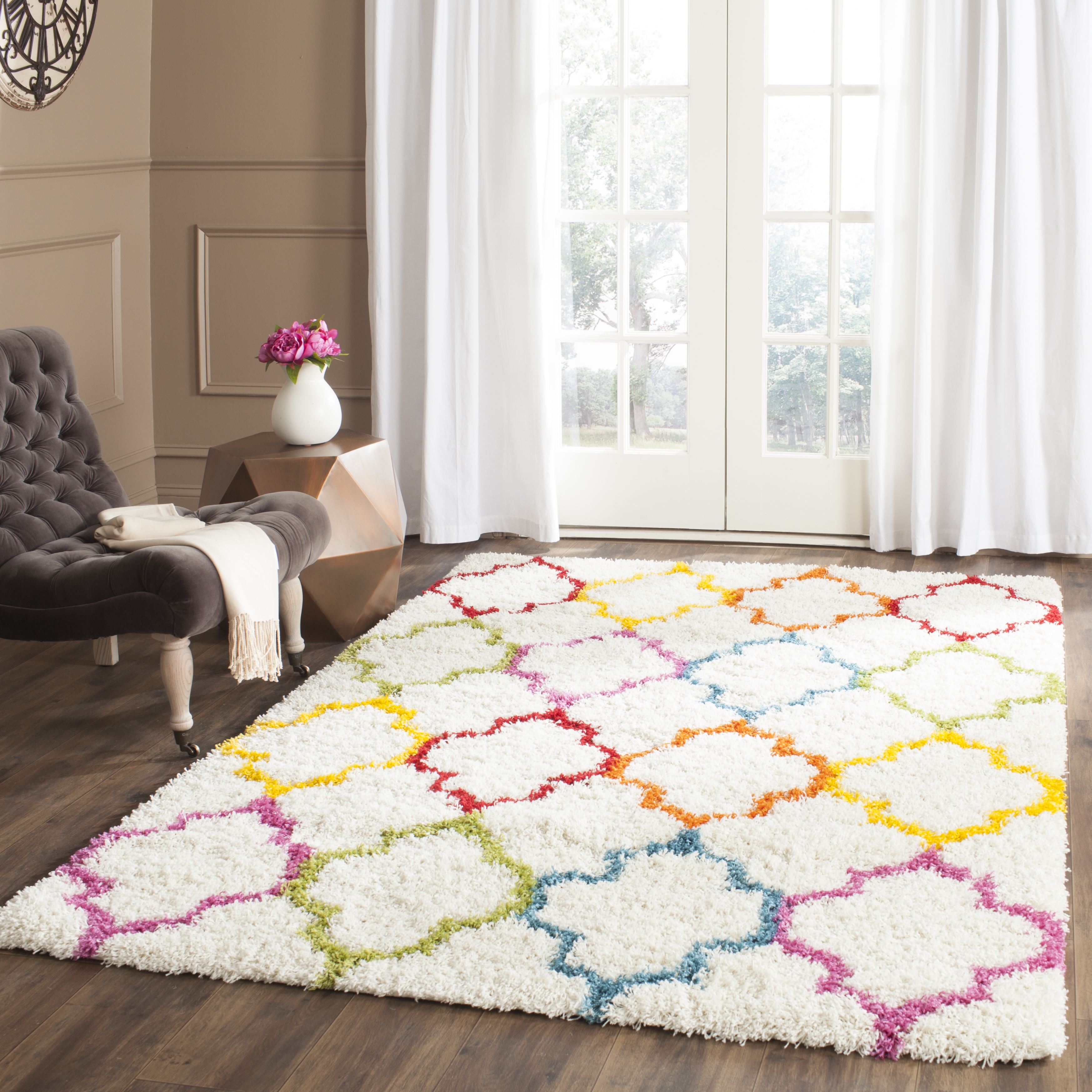 Arlo Home Woven Area Rug, SGK569A, Ivory/Multi,  4' X 6' - Image 1