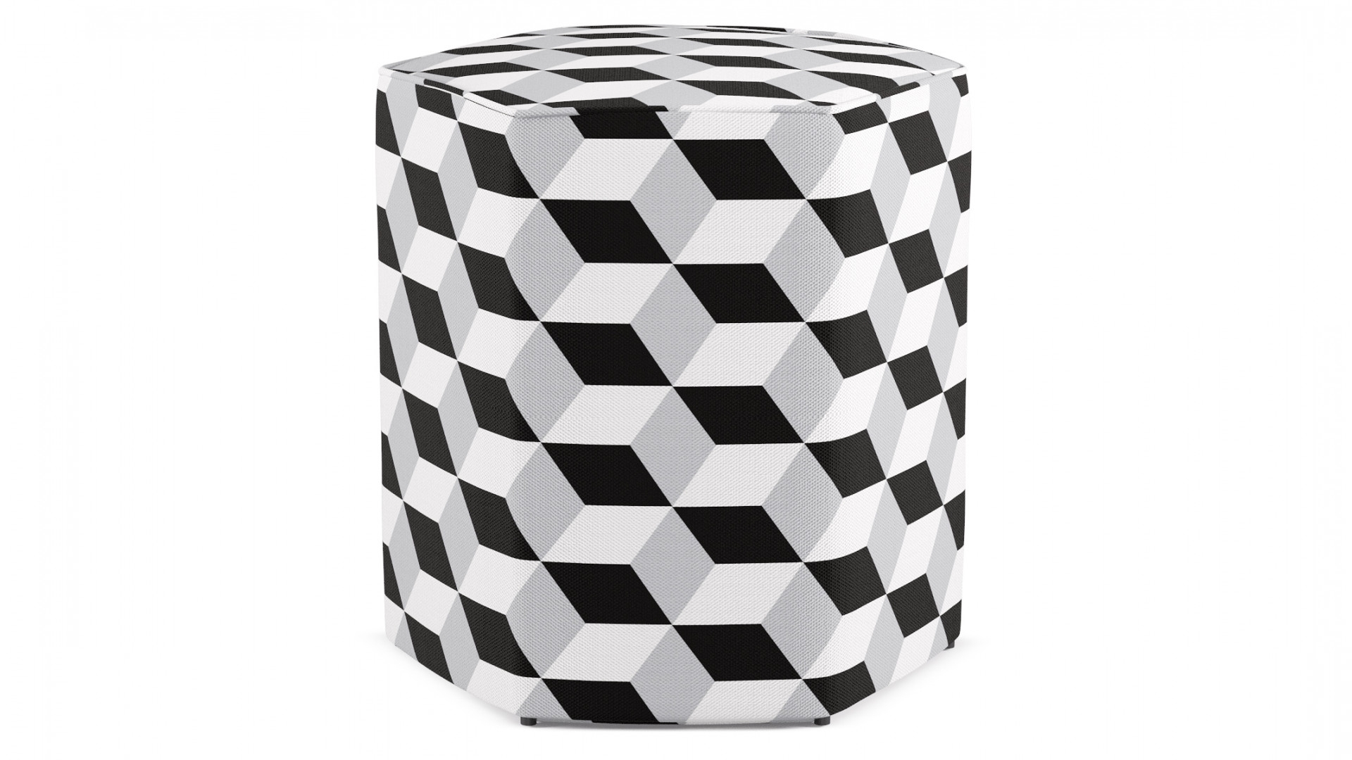 Hexagonal Ottoman | Black Cube - Image 0