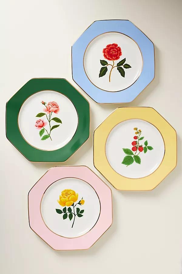 Roses Porcelain Dessert Plates, Set of 4 - Image 0