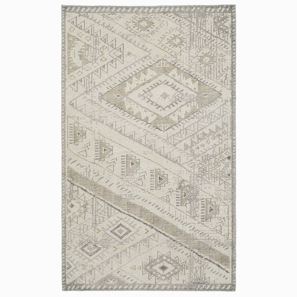 Hand Knotted Triangle Motif Rug, 5x8, Sand - Image 0