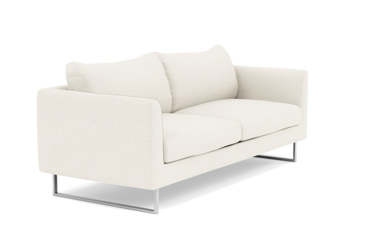 Owens Sofa with White Cirrus Fabric and Chrome Plated legs - Image 1