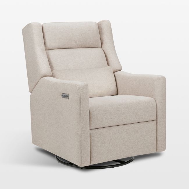 Babyletto Kiwi Plus Beach Tan Nursery Electronic Swivel Glider Power Recliner with Adjustable Headrest - Image 0