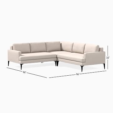 Andes Outdoor 3-Piece L-Shaped Sectional, Antique Bronze, Sunbrella Cast, Coral - Image 1