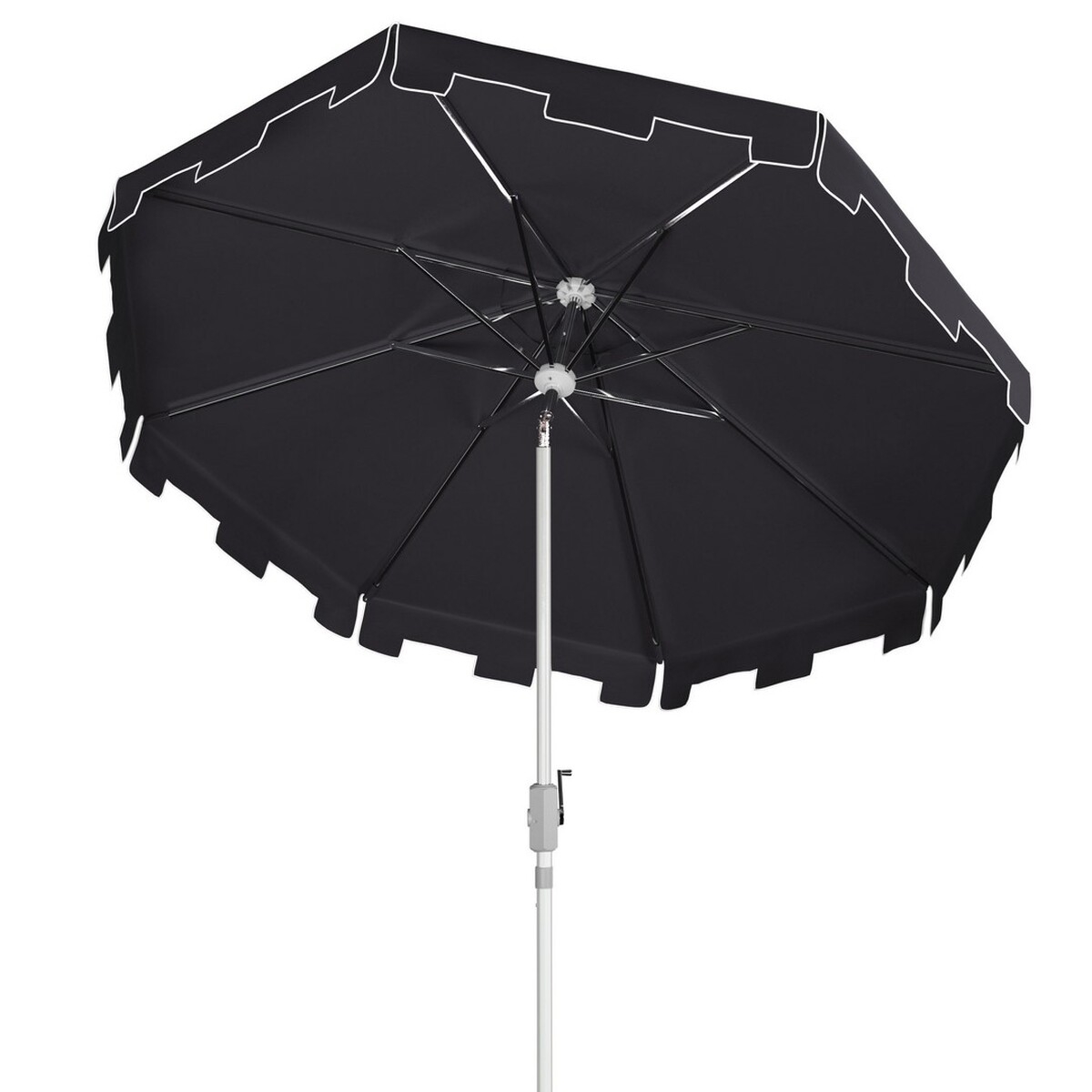 Zimmerman 9 Ft Market Umbrella - Black/White - Safavieh - Image 2