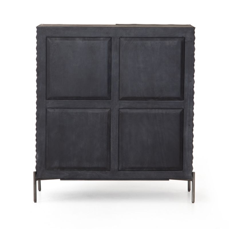 Raffael 39" Black Carved Wood Bar Cabinet with Storage - Image 6