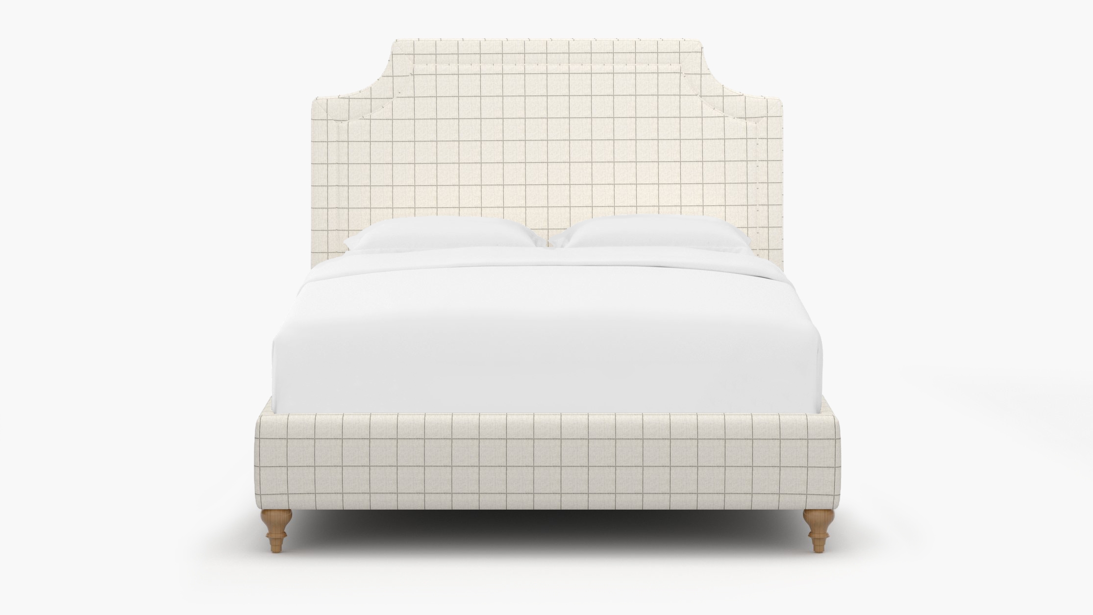 Deco Bed, Coal Windowpane, Natural Traditional Turned Leg, King - Image 0