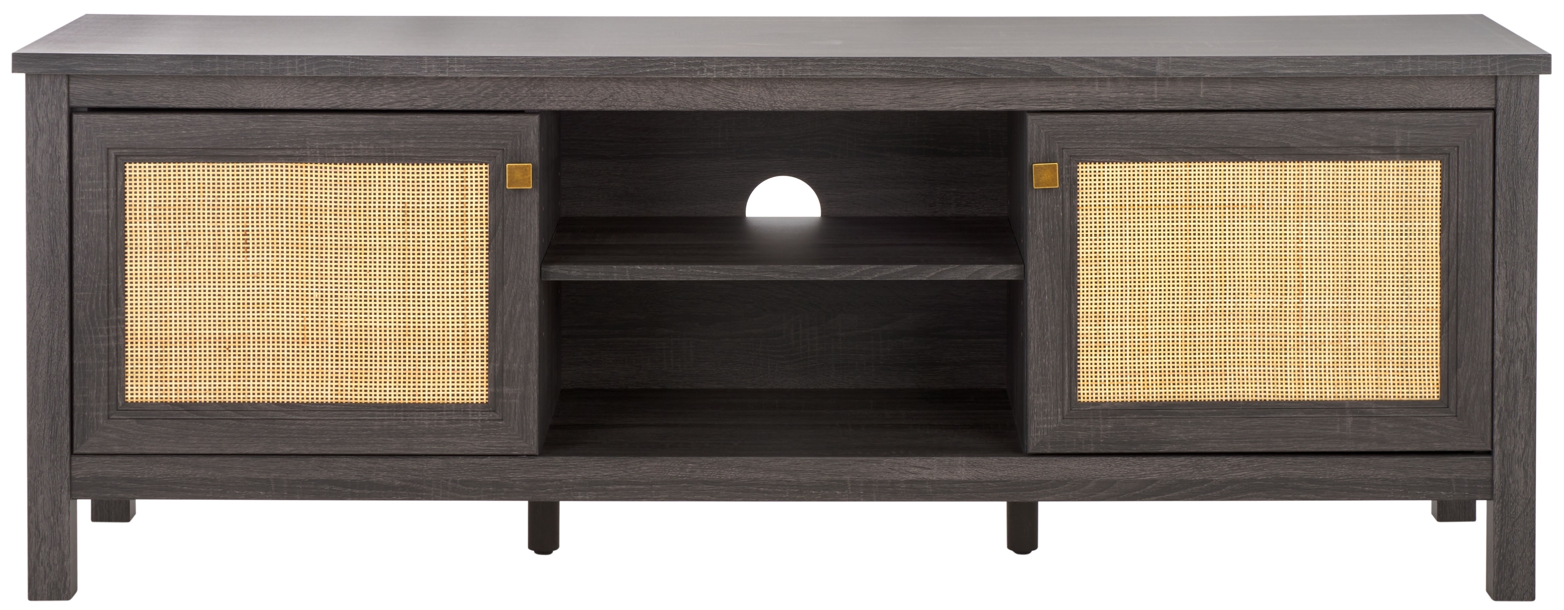 Evane 2 Door Media Stand - Distressed Black / Natural - Safavieh - Image 0