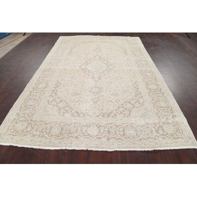 One-of-a-Kind Hand-Knotted 1970s 6'3" x 9'4" Wool Area Rug in Beige/Gray - Image 0