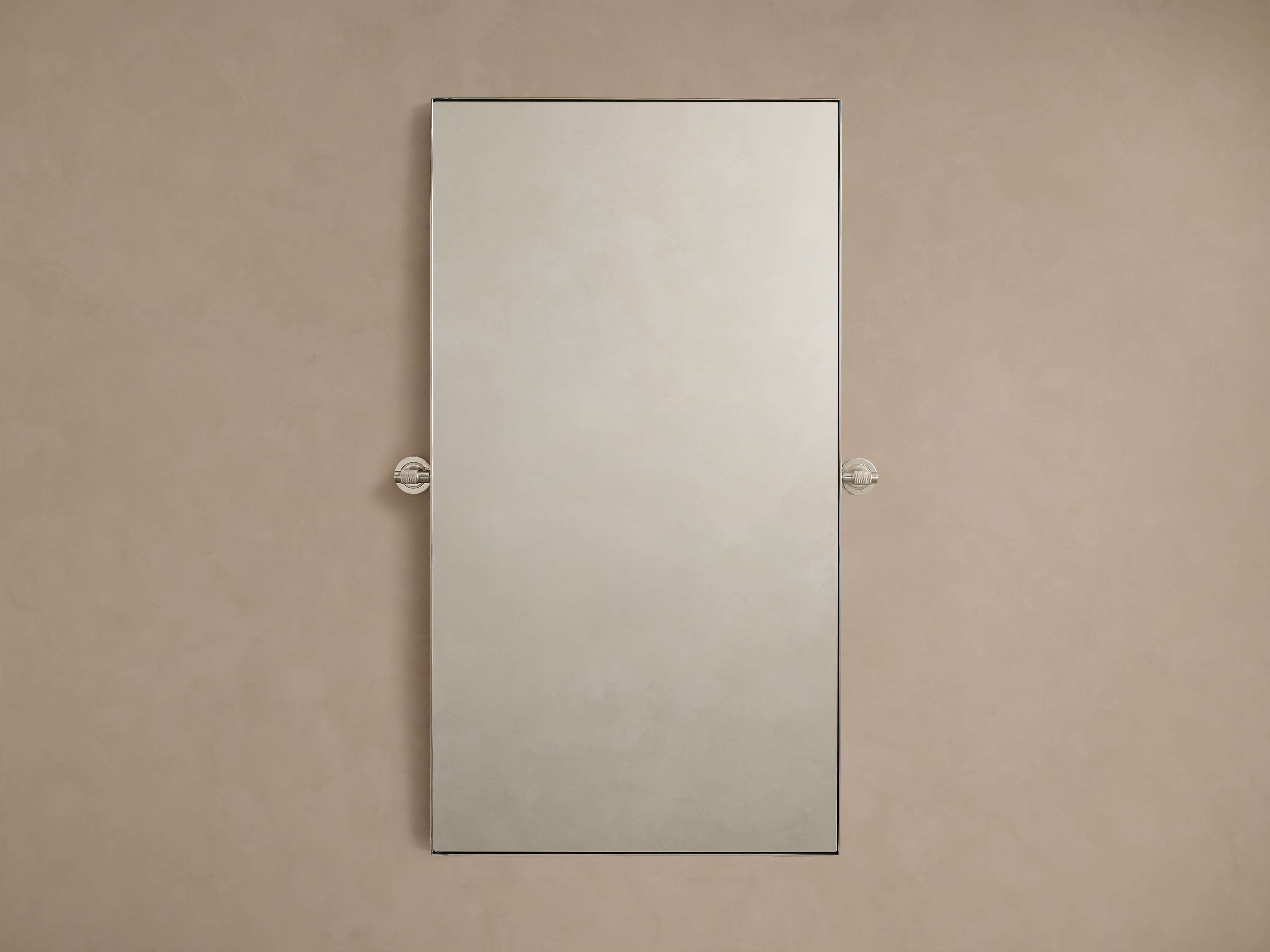 Monroe Rectangular Bath Wall Mirror in Nickel Metal Silver - Image 0