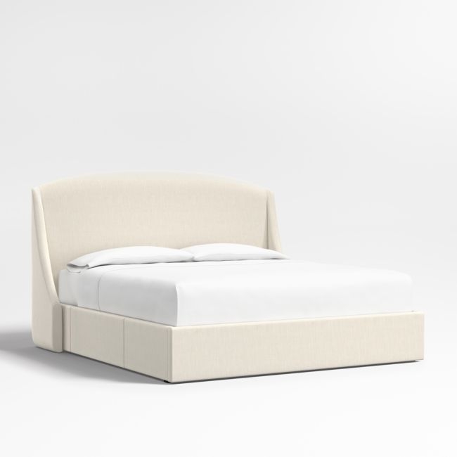 Lafayette 56" Ivory Upholstered King Headboard with Storage Bed Base - Image 0