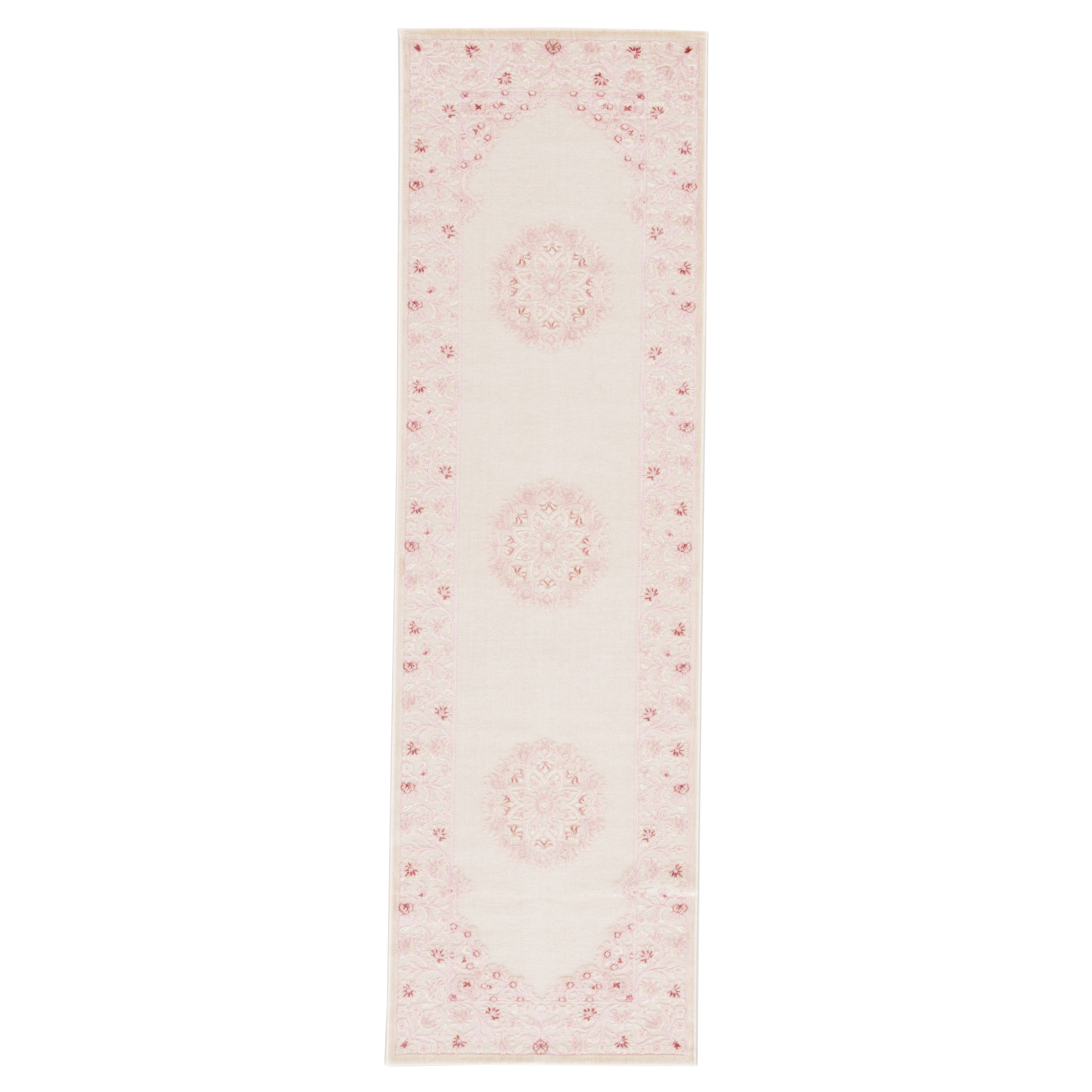 Malo Medallion Pink/ White Runner Rug (2'6"X8') - Image 0