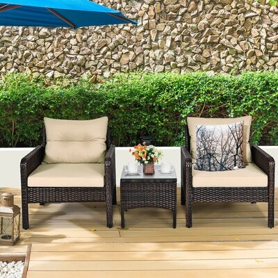 Bartholomé Rattan 3 Piece Seating Group with Cushions - Image 0