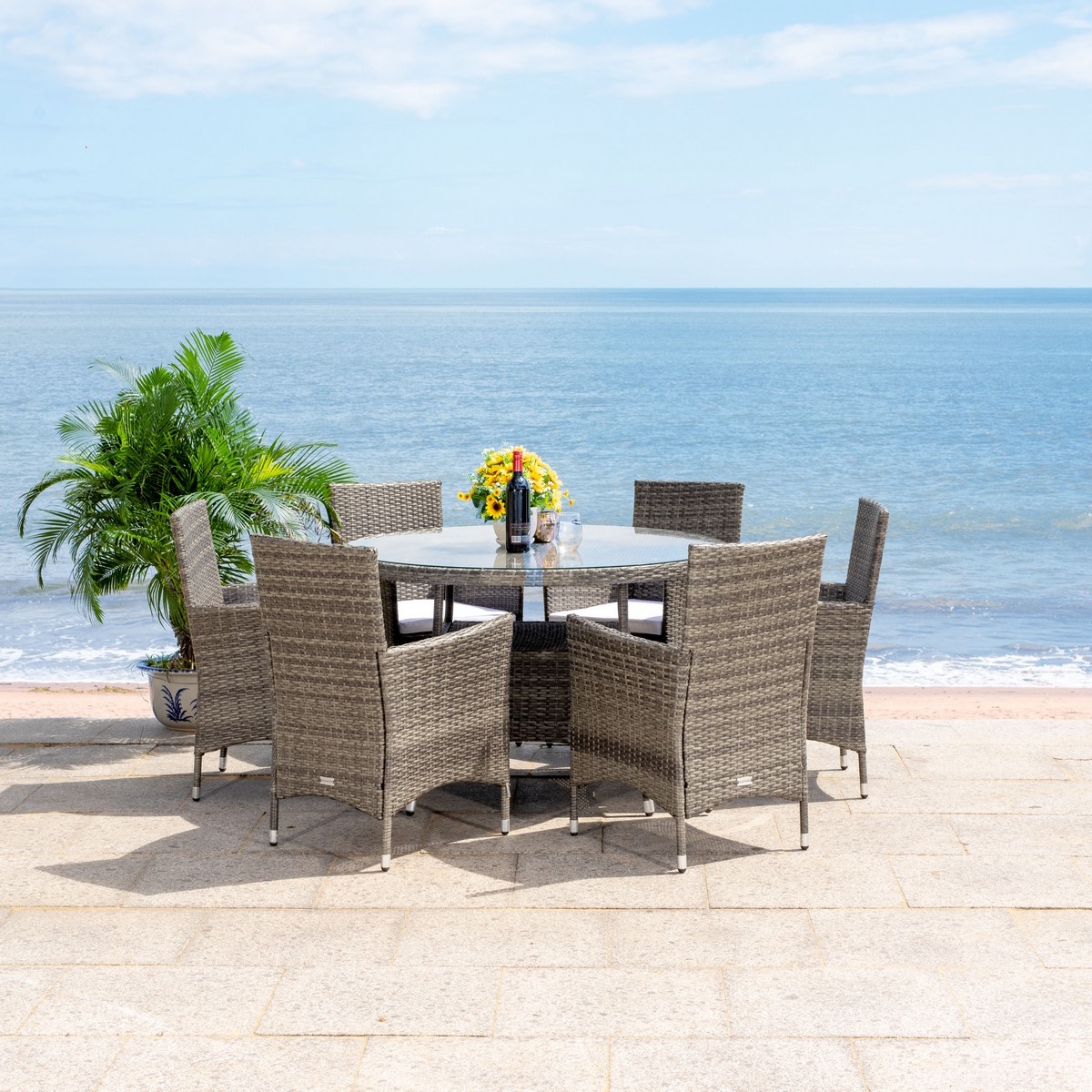 Challe Dining Set - Grey Brown/White - Safavieh - Image 9