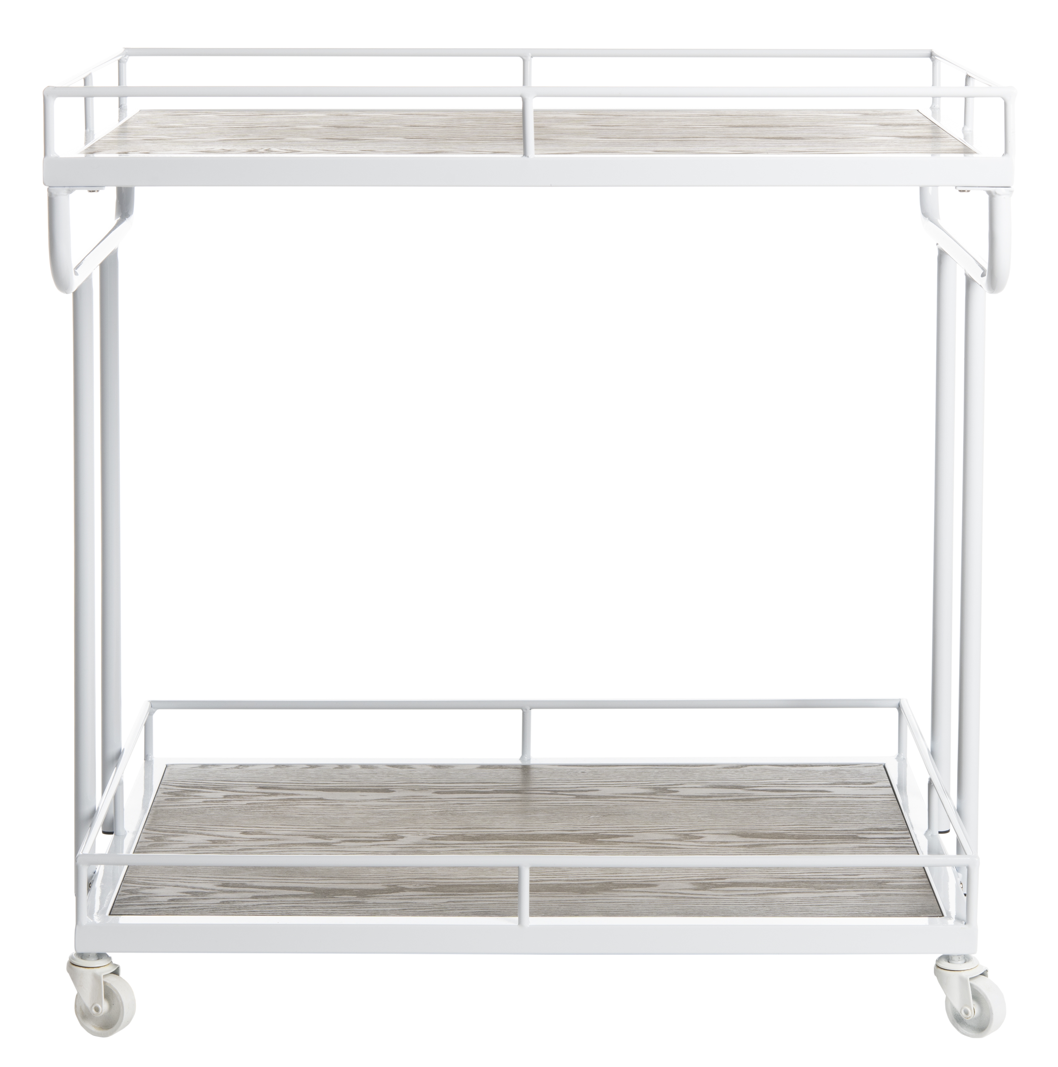 Dawson 2 Tier Rectangle Bar Cart - Rustic Oak/White - Safavieh - Image 0