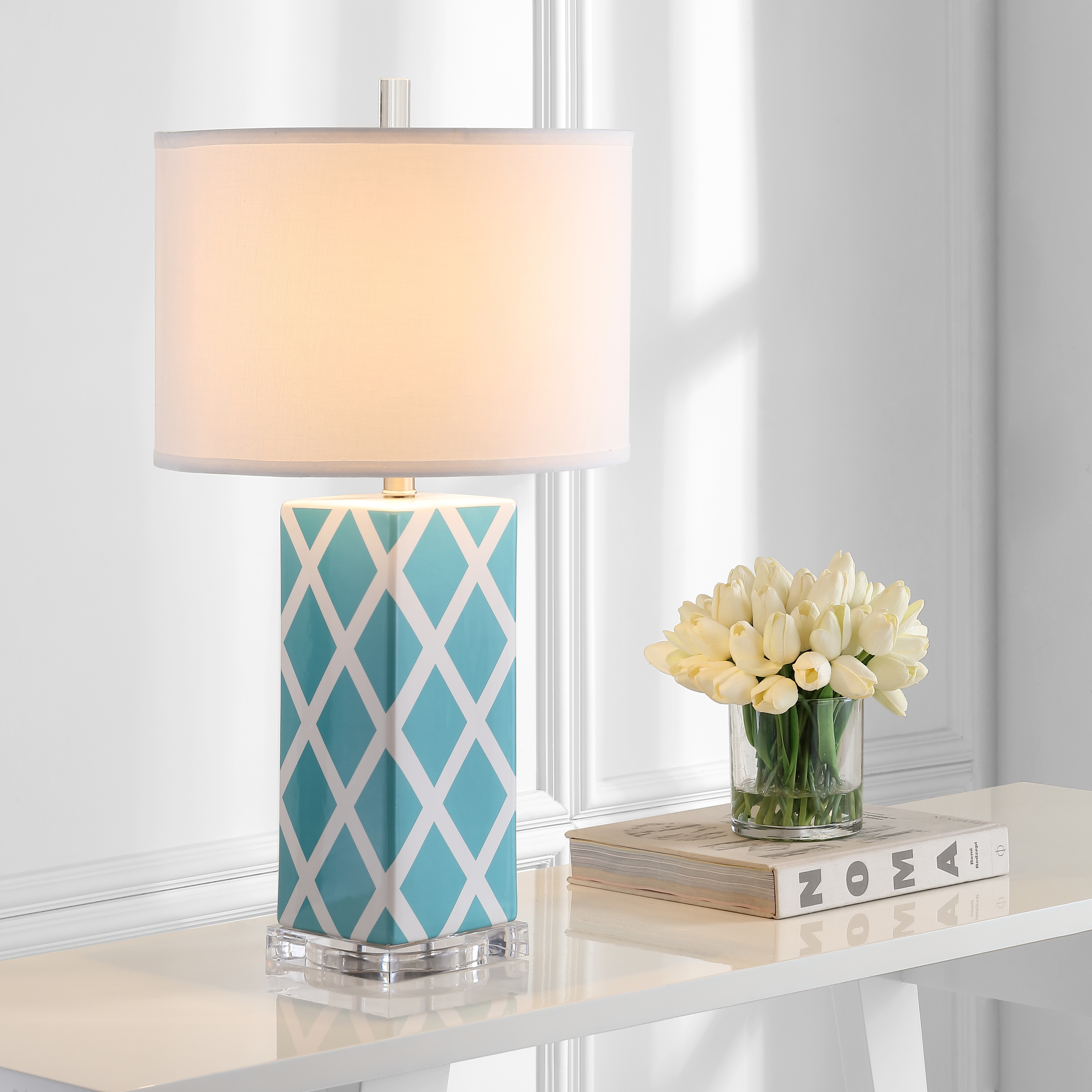 Garden 27-Inch H Lattice Table Lamp - Light Blue - Safavieh - Image 5