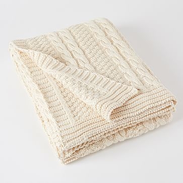 Made*Here New York 100% Cotton Fisherman Knit Throw - Image 3
