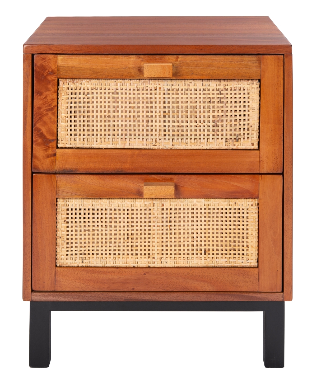 Erica 2 Drawer Nightstand - Natural / Black - Safavieh - Image 0