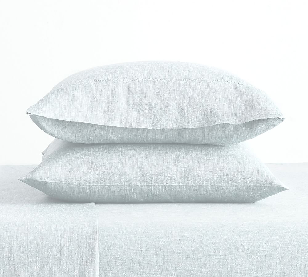 Blue Frost Belgian Flax Linen Sheet Set Extra Pillowcases, Standard Set of 2 - Image 0