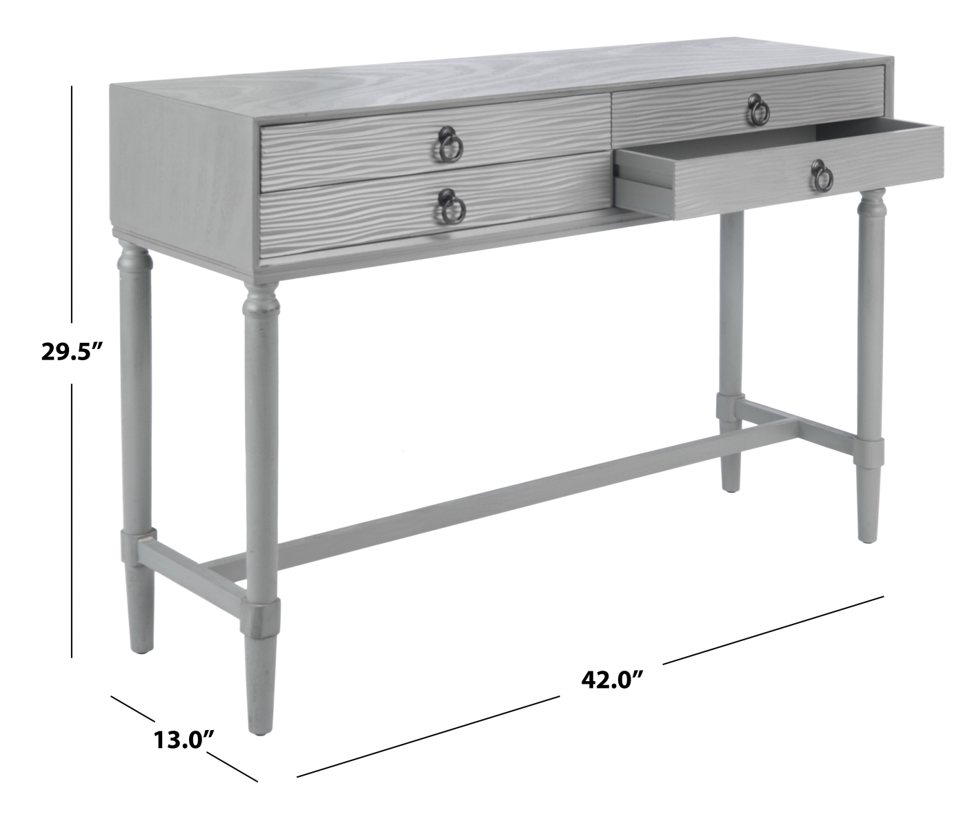 Aliyah 4 Drawer Console Table - Distressed / Grey - Safavieh - Image 4