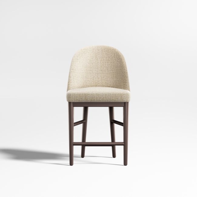 Ana Ivory Counter Stool with Brown Wood Legs - Image 0