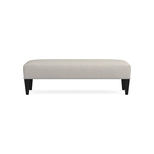 Fairfax Tapered Bench Untftd 61in, Standard Cushion, Perennials Performance Melange Weave, Oyster, Polished Nickel - Image 0