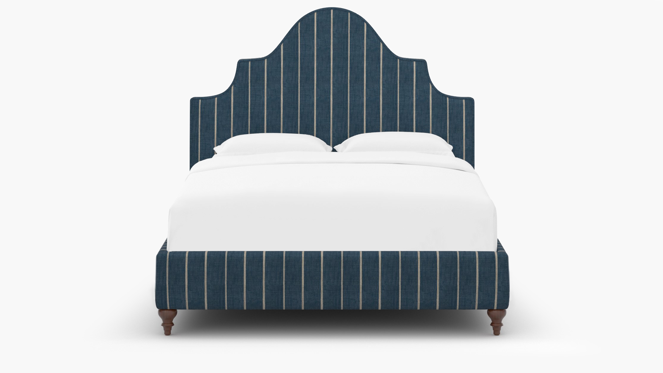 Statement Bed, Indigo Felix, Walnut Traditional Turned Leg, King - Image 0