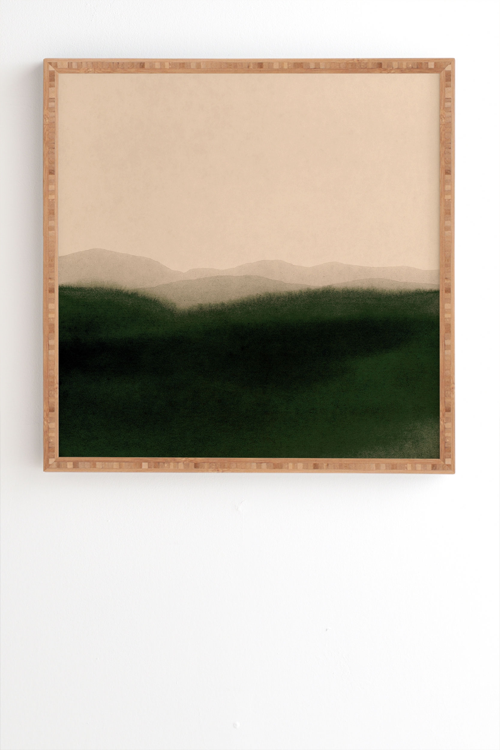 Green Hills by Iris Lehnhardt - Framed Wall Art Bamboo 30" x 30" - Image 1