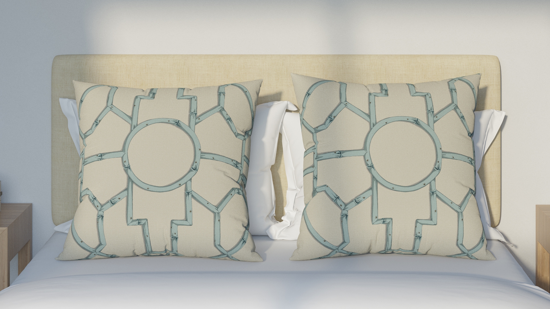 Throw Pillow 26", Blue Baldwin Bamboo, 26" x 26" - Image 2