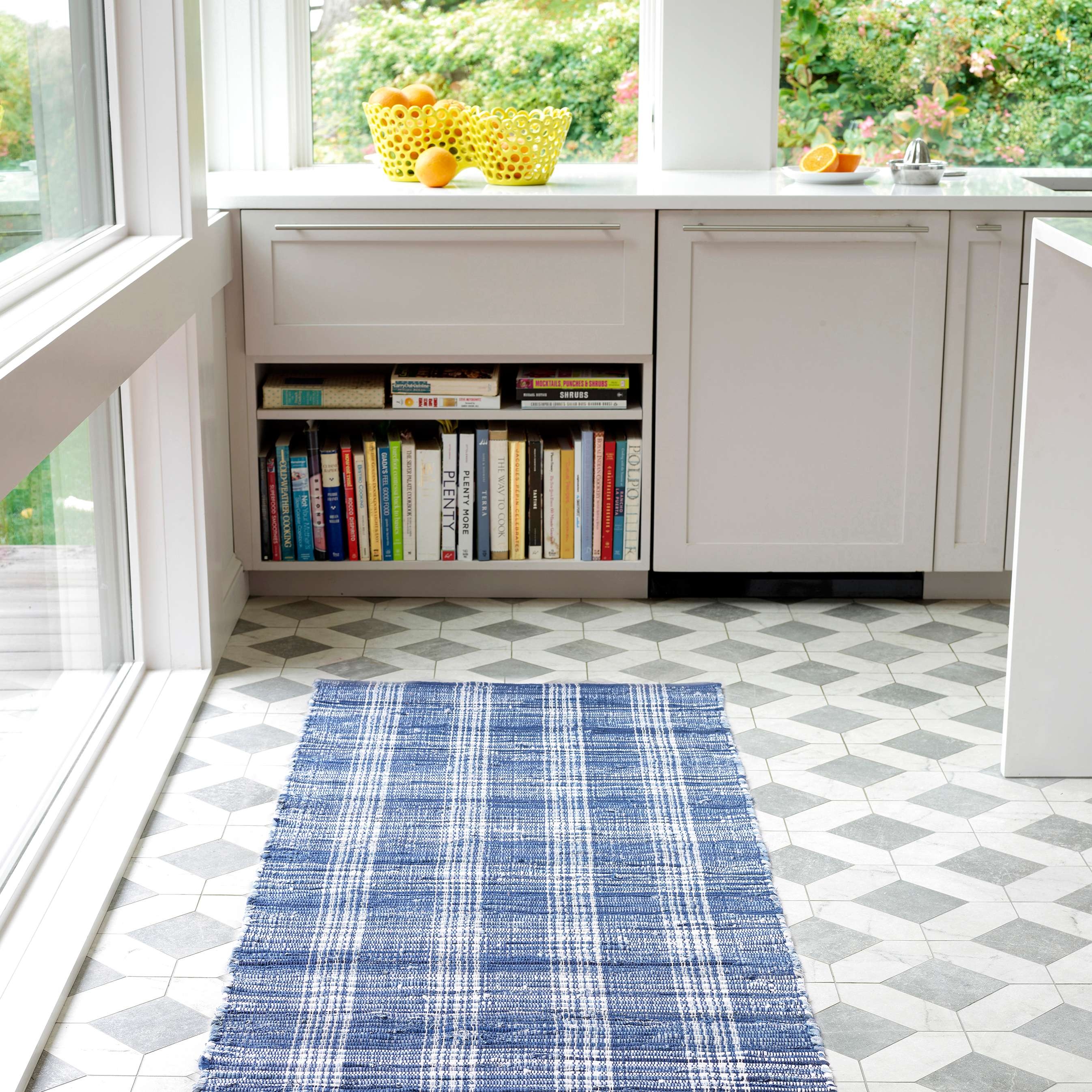 Denim Plaid Handwoven Cotton Rug - Image 2