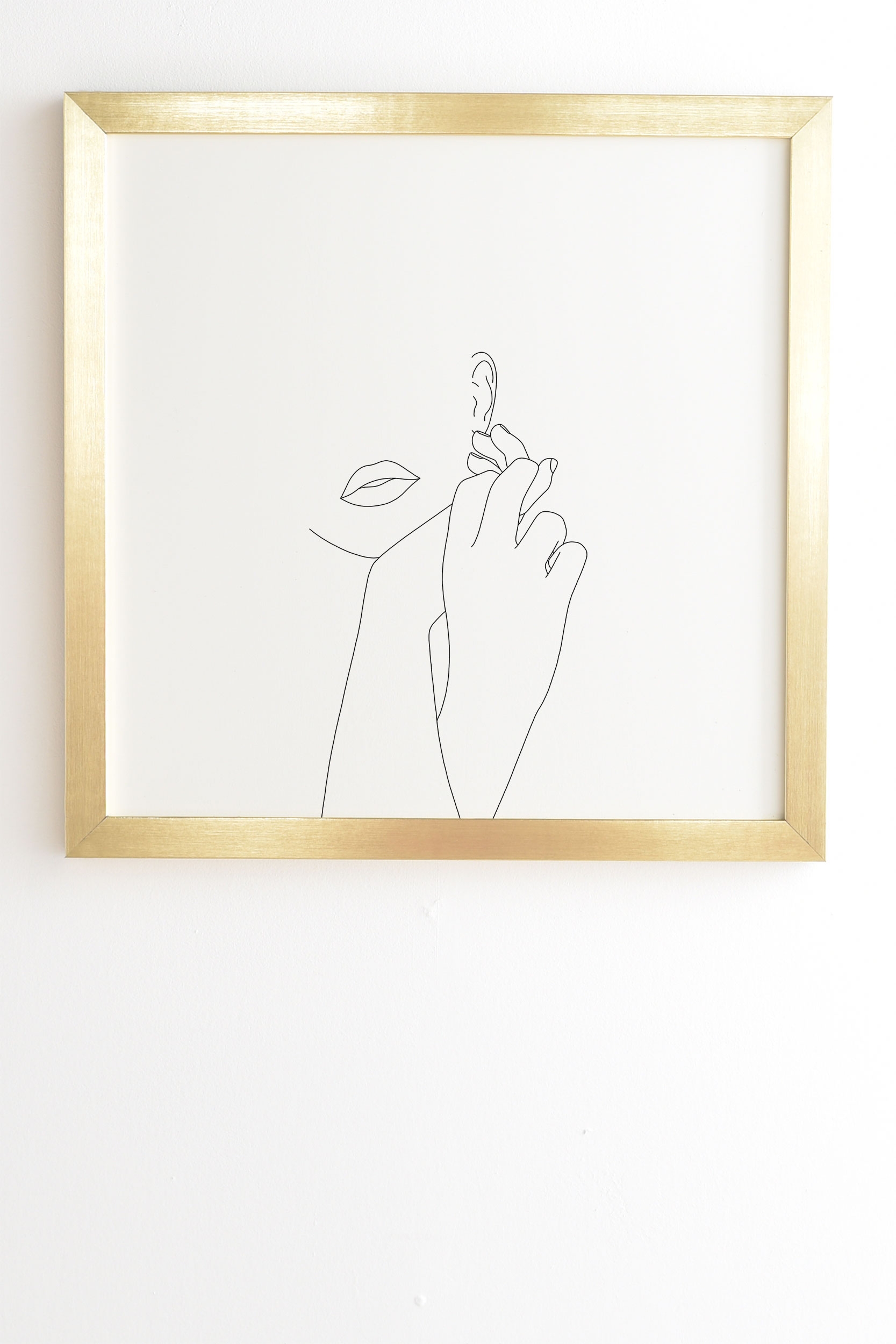 Minimalist Face Illustration by The Colour Study - Framed Wall Art Basic Gold 20" x 20" - Image 1