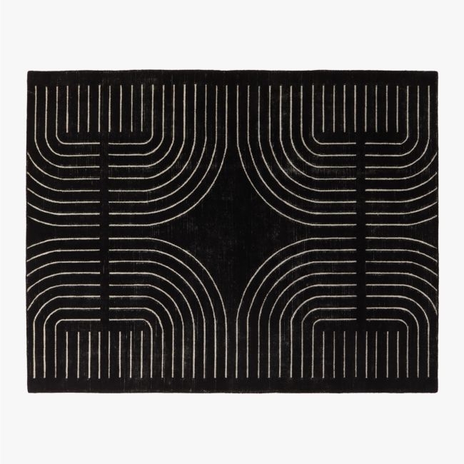 Asti Black and White Hand-Tufted New Zealand Wool Area Rug 9'x12' - Image 0