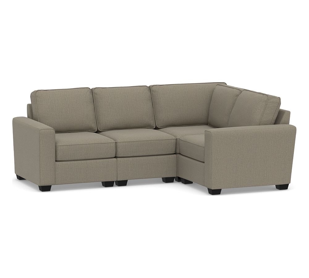 SoMa Fremont Square Arm Upholstered 4-Piece L-Shaped Sectional, Polyester Wrapped Cushions, Chenille Basketweave Taupe - Image 0