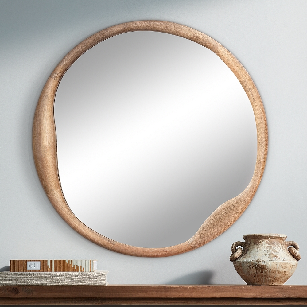 Jamie Young Organic Natural Wood 36" Round Wall Mirror - Style # 94V25 - Image 0