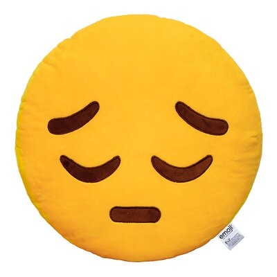 Emoji Pensive Face Emoticon Cushion Stuffed Plush Soft Pillow Cover & Insert - Image 0