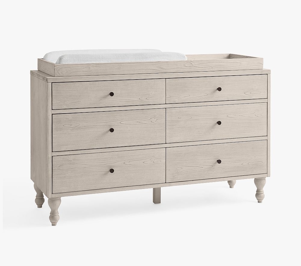 Bellevue Extra-Wide Nursery Dresser & Topper, Weathered White - Image 0