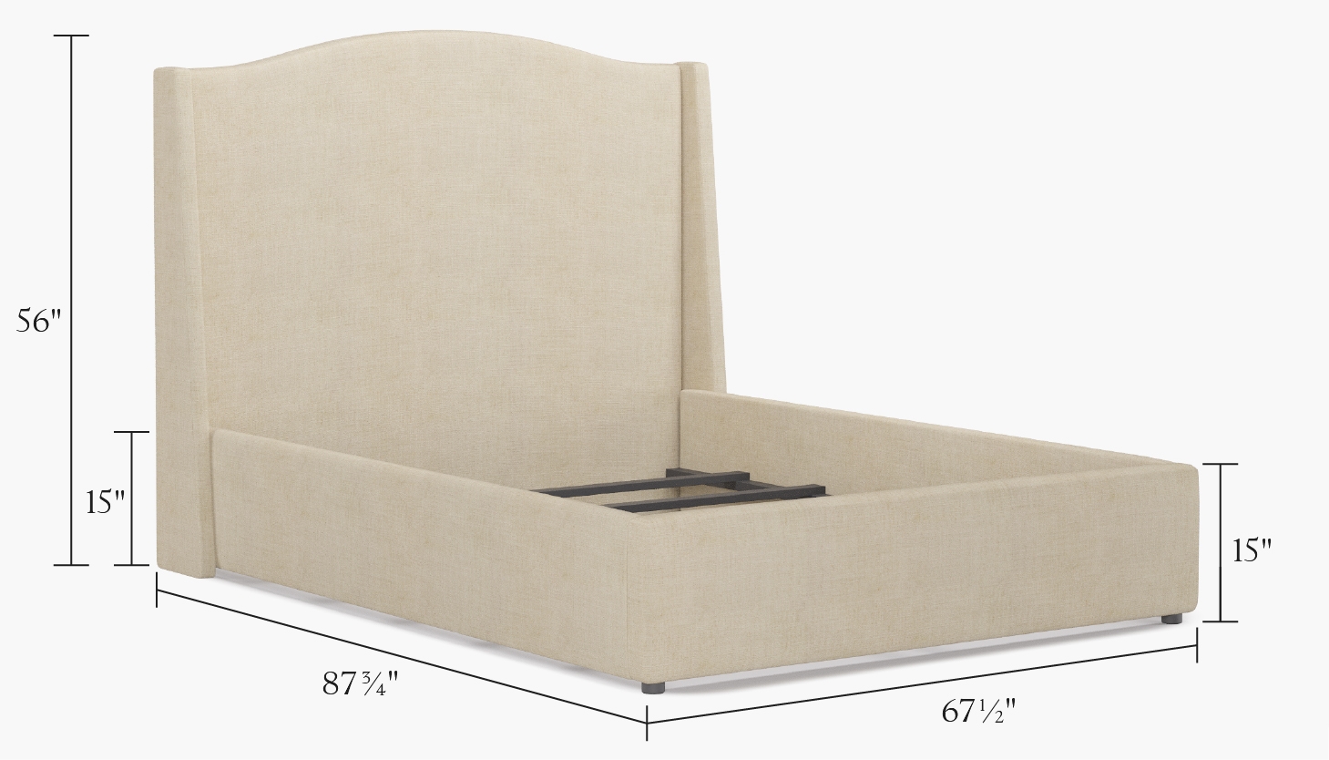 Curved Wingback Bed, Marigold Performance Velvet, Queen - Image 2