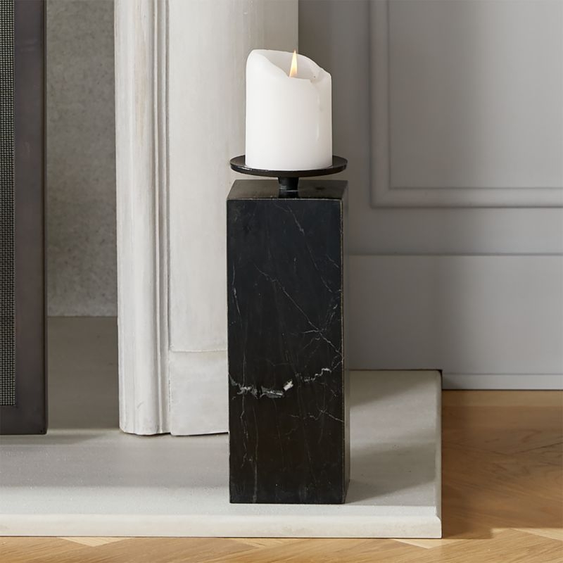 Amos Black Marble Pillar Candle Holder Small - Image 4