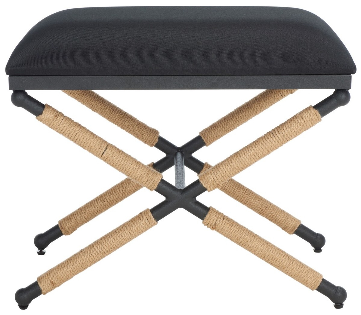 Carmelo Hemp Wrapped Ottoman - Black/Black - Image 0