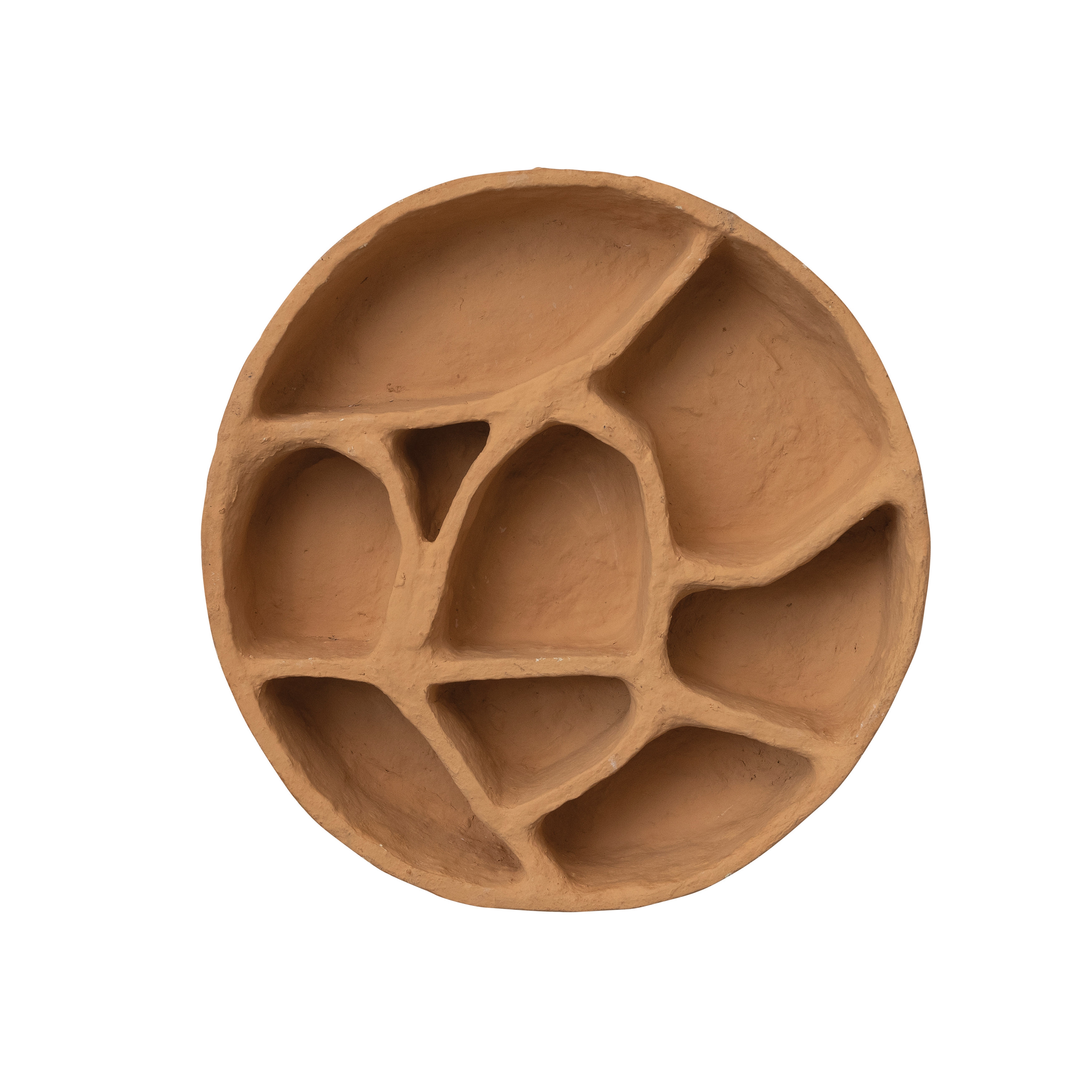 Round Paper Mache Wall Shelf with Multiple Sections, Mustard - Image 0