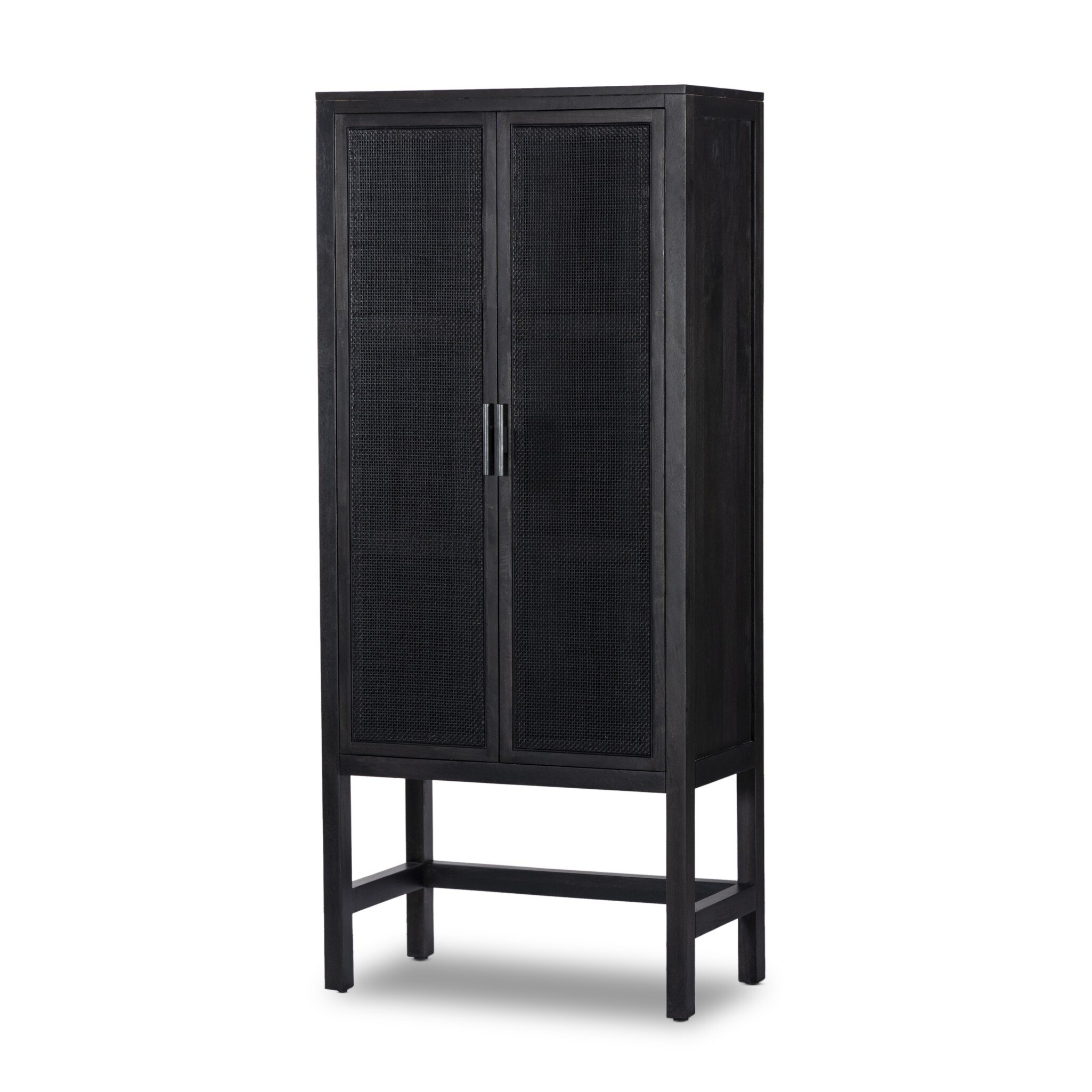 Caprice Narrow Cabinet - Black Natural Cane - Image 0