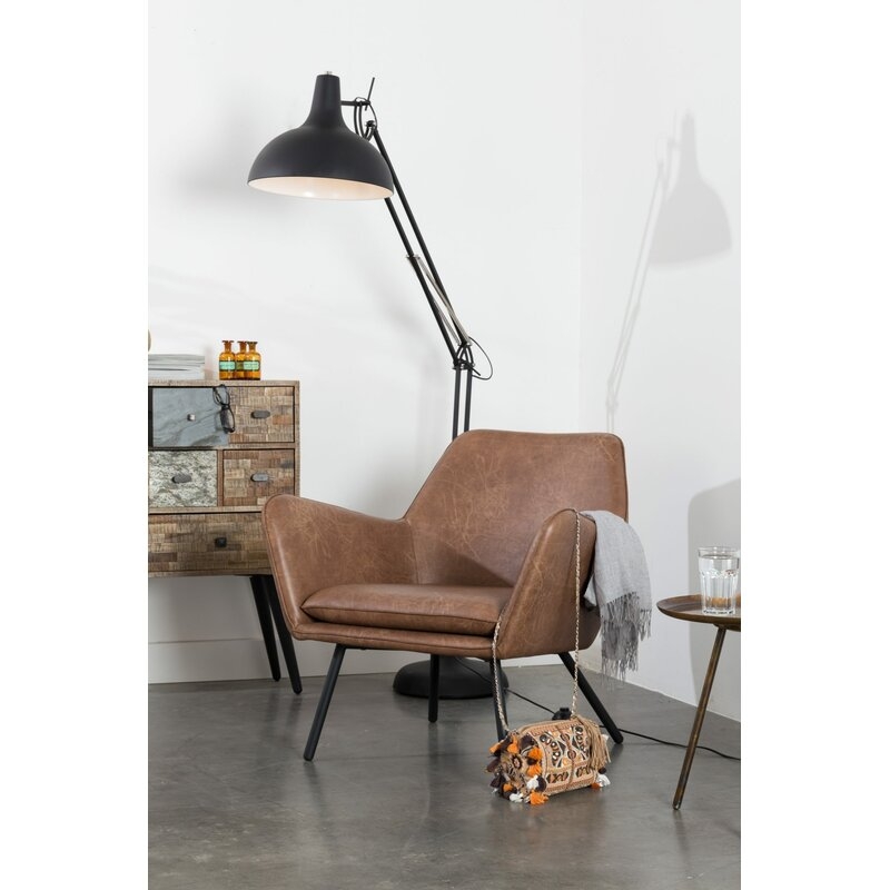 Bon 32'' Wide Armchair, Brown Faux Leather - Image 9