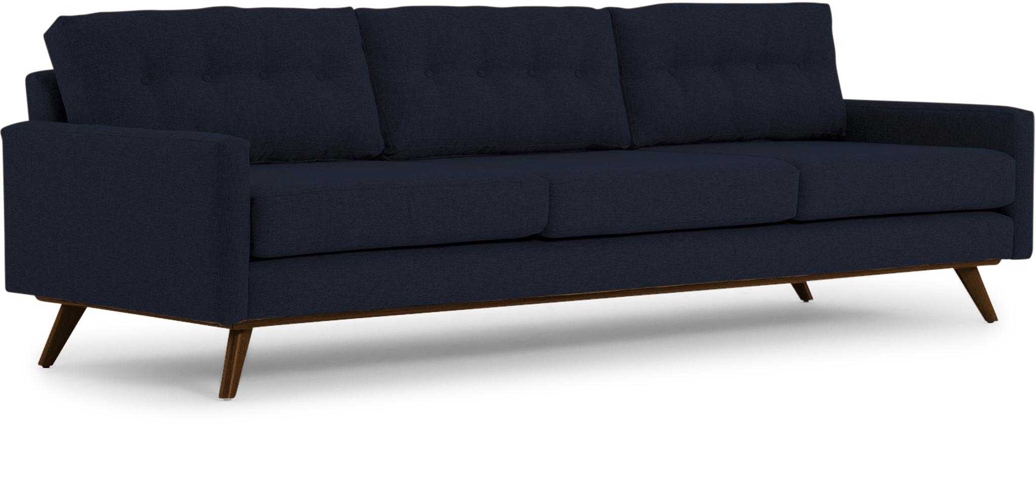 Blue Hopson Mid Century Modern Grand Sofa - Sunbrella Premier Indigo - Mocha - Image 1