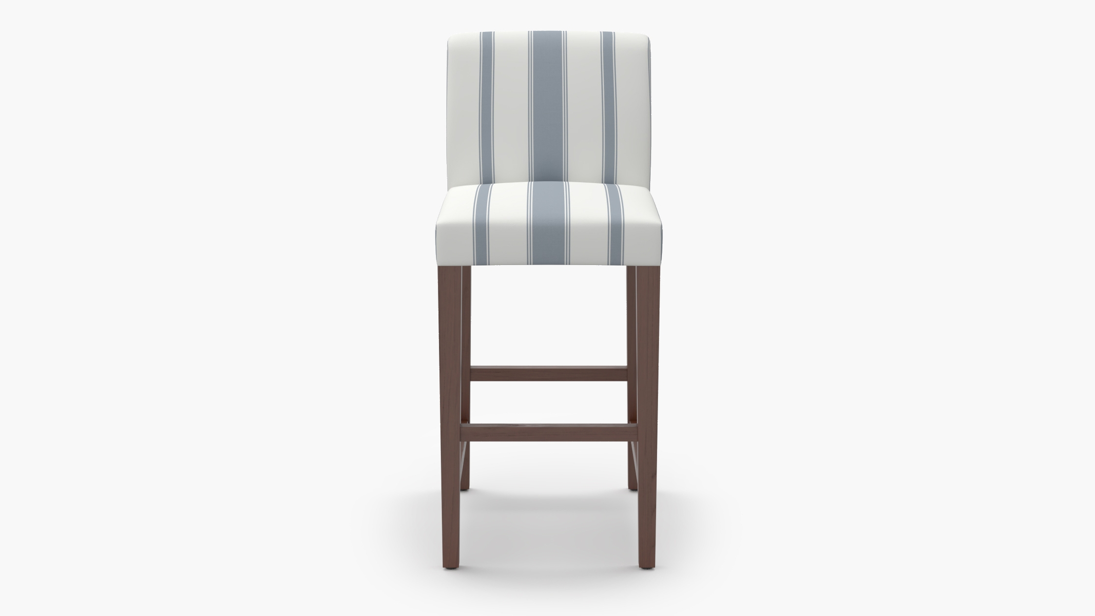 Signature Dining Bar Stool, French Blue Clarence Stripe, Walnut Square Tapered Leg - Image 0