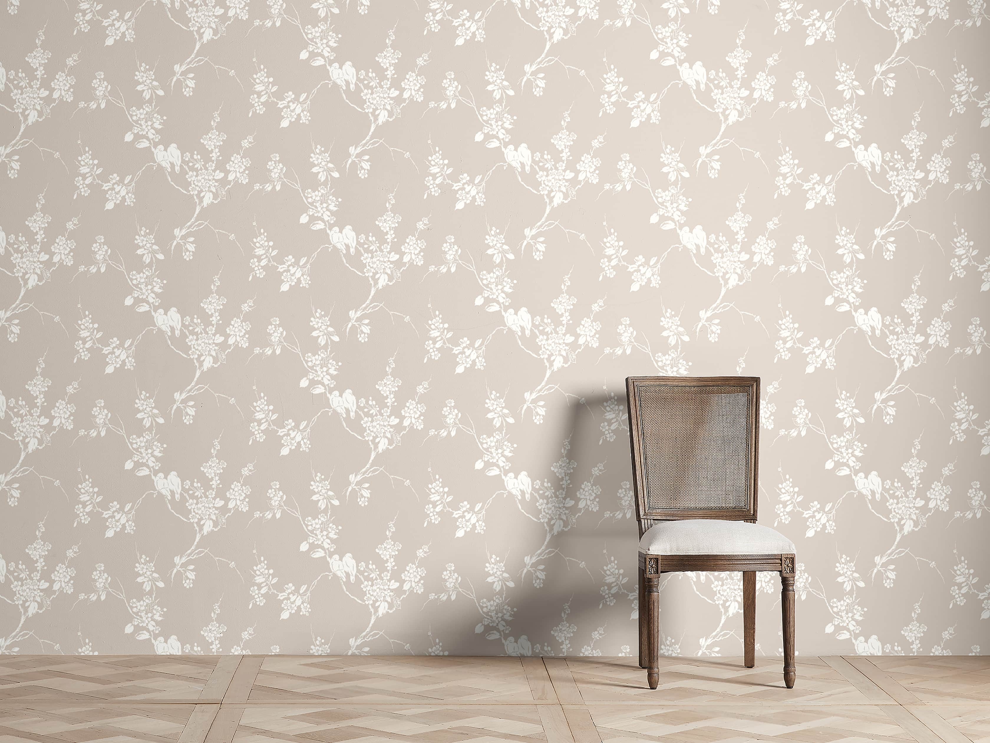 Linen Blossom Wallpaper in Natural  Taupe - Image 0