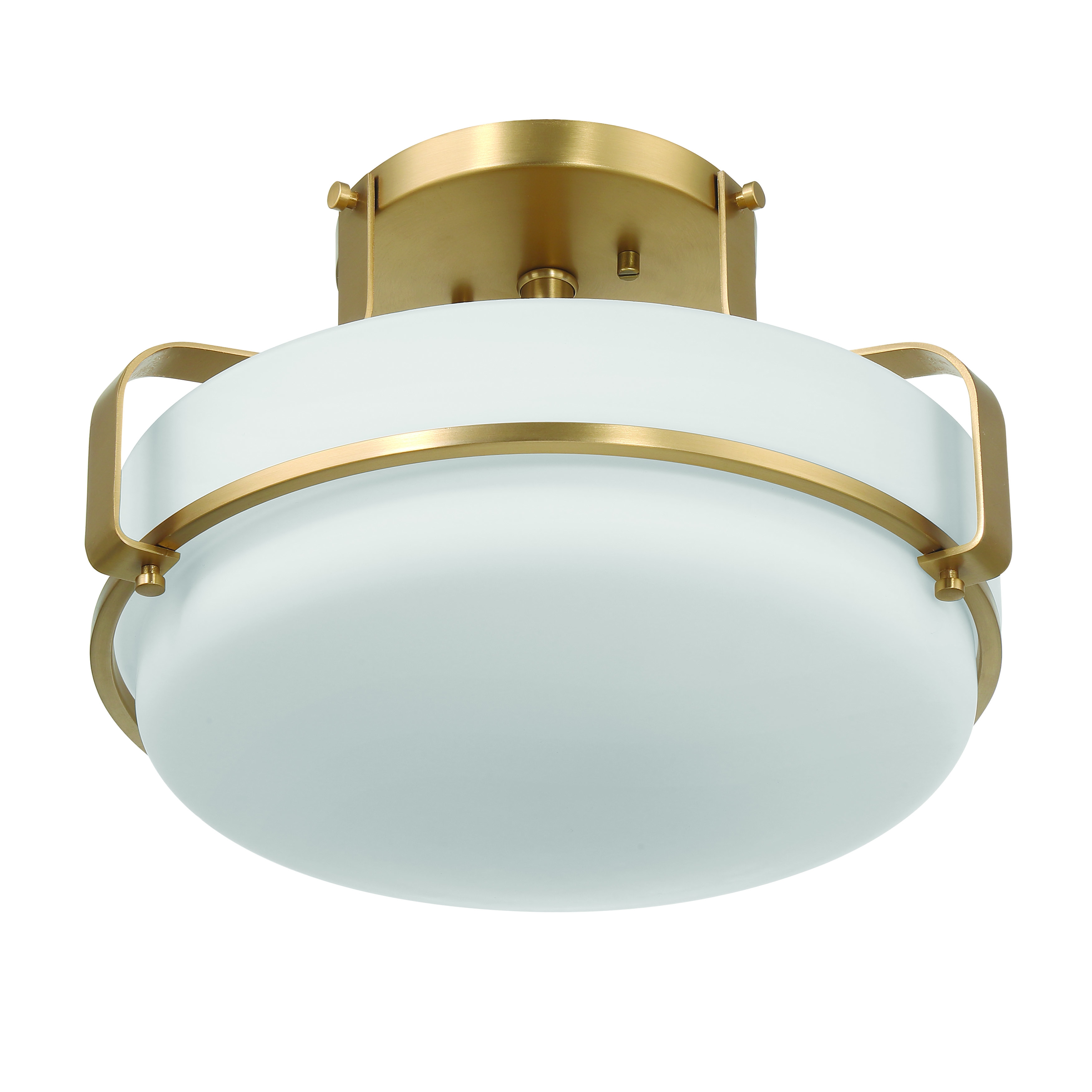 Chatsworth - Etched Opal Glass and Metal Semi-Flush Mount Ceiling Light, White and Gold - Image 0