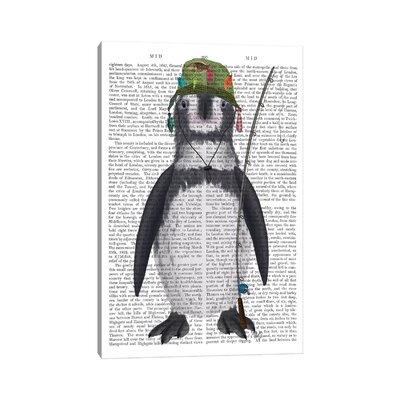 Penguin Fishing Book Print by Fab Funky - Wrapped Canvas Graphic Art Print - Image 0