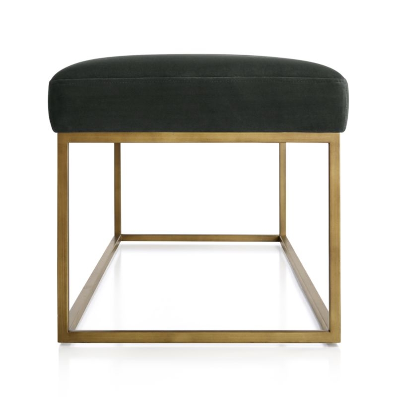 Channel Charcoal Velvet Bench with Brass Base - Image 1