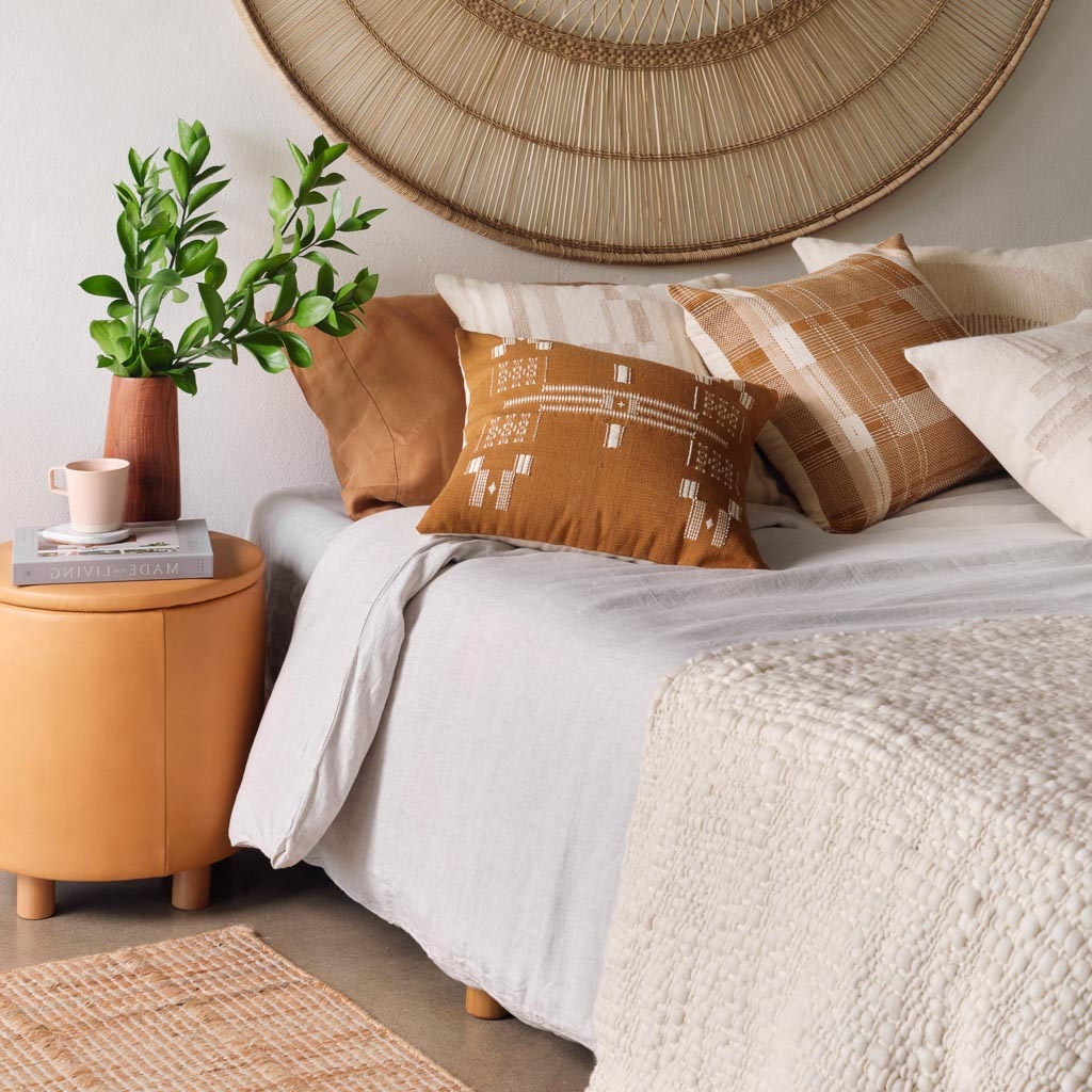 The Citizenry Torres Leather Storage Ottoman | Small Set of 2 | Cognac - Image 2