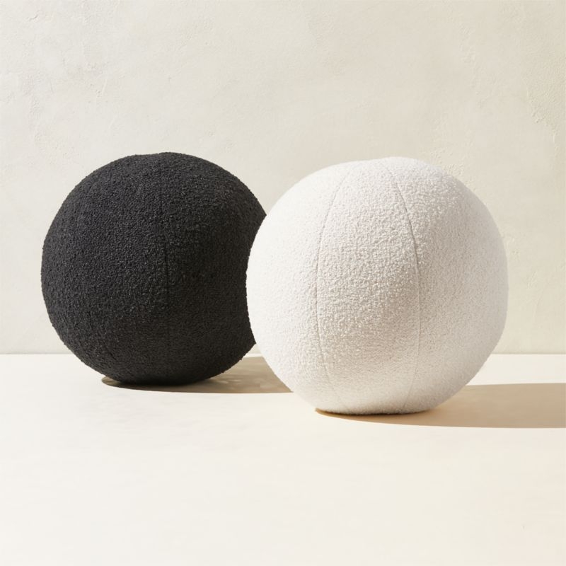 Silves Black Boucle Sphere Outdoor Throw Pillow 12" - Image 3
